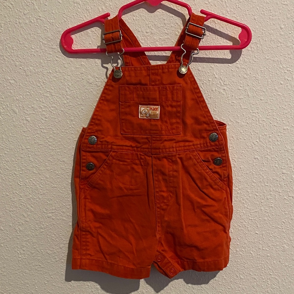 The Children's Place Orange Shortalls with Front Patch